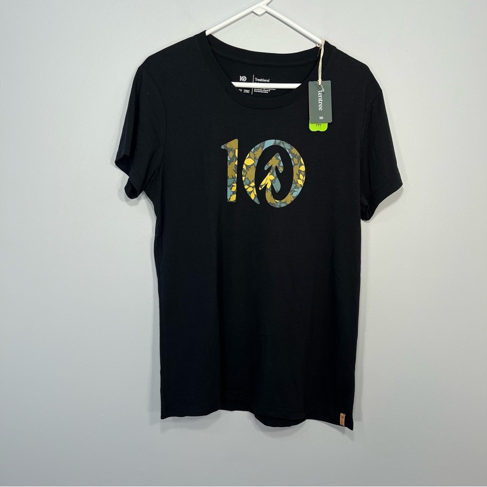 Tentree Shirt Womens Extra Large Black Autumn Leaf Logo Soft Tshirt Short Sleeve